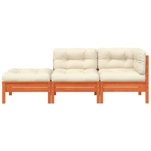 Grande Divano da Giardino a 2 Posti in Legno di Pino Massiccio Marrone Cerato e Crema, Set Resistente - Product Image 5