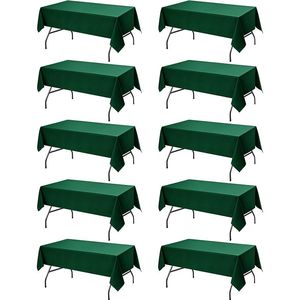 Lot de 10 nappes rectangulaires vert chasseur 60 x 84 pouces, tissu polyester résistant aux taches pour tables de 4 pieds, faciles à laver - Product Image 1