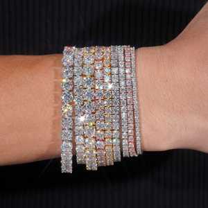 Bracelet Tennis Personnalisé en Argent 925 avec Diamants de Laboratoire VVS1 Sans Défaut, Sertis Glacés, 6 à 9 Pouces, Style Hip Hop Scintillant, Vente en Gros Fabricant - Product Image 1