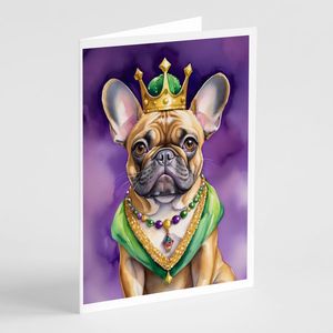 Bulldog Français Roi de Mardi Gras Carte de Voeux Pack 8 Cartes de Note Vierges avec Enveloppes Lunatique A7 Taille 5x7 Pouces - Product Image 1