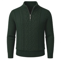 Pull en laine à col montant pour homme, best-seller, fermeture éclair, tricot épais, couleur unie, décontracté, pour l'hiver
