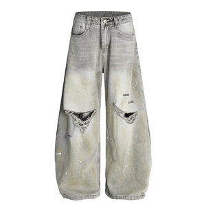 Custom <b>Men's</b> Relaxed Fit Denim <b>Jeans</b> Lightweight Polyester/Cotton Casual <b>Drawstring</b> Closure Wholesale Reasonable Price - Product Image 2