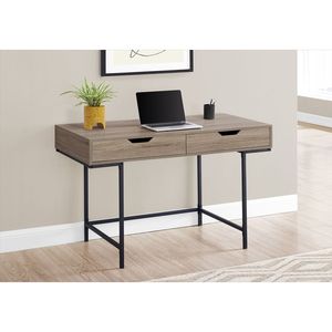 Contemporary Modern 48\"L Home <b>Office</b> Laptop Computer Desk with Storage <b>Drawers</b> Brown Laminate and Black Metal - Product Image 5