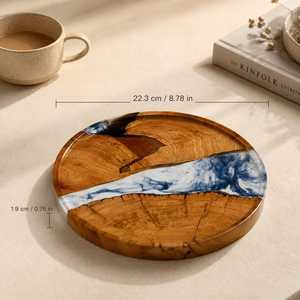 Luxury Handcrafted <b>Epoxy</b> Resin & Natural Acacia Wood Serving Tray with Premium Gold Metal Handles for <b>Coffee</b> <b>Table</b>, Kitchen - Product Image 5