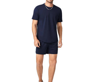 Conjunto de verano para hombre, conjunto de algodón transpirable, camisa de manga corta y pantalones cortos a juego, ropa informal cómoda, conjunto para vacaciones en la playa - Product Image 1
