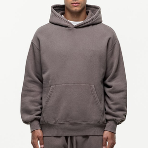 <b>Men's</b> Oversized Hooded Fleece Sweatshirt Solid Color Casual Autumn Wear Regular Sleeve Pocket Design 100% Cotton Knitted Fit - Product Image 1