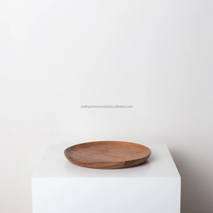 Cargador de madera Plato pequeño para servir Forma redondeada de alta calidad Platos de pastel de tamaño moderno Plato de vajilla Madera natural hecha a mano - Product Image 2