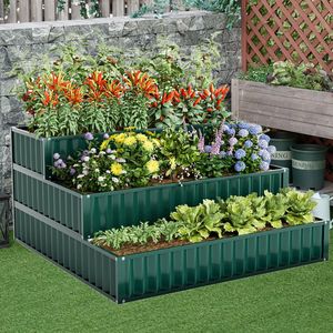 Jardinière de jardin surélevée en métal à 3 niveaux, 1 pièce, pots de fleurs et jardinières pour l'extérieur - Product Image 1