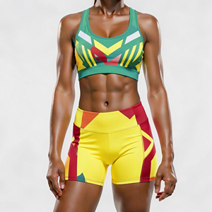 Conjunto de Yoga de 2 Piezas Color Morado, Shorts de Cintura Alta, Top Corto con Espalda Cruzada y Cuello Redondo, Transpirable, con Detalles en Malla de Poliéster y Spandex - Product Image 3