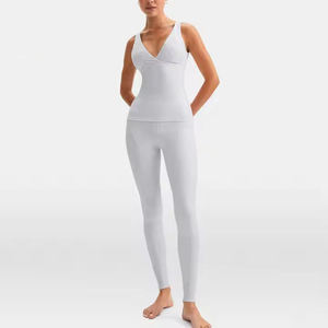 Women's Breathable Summer Knitted Tank <b>Top</b> V-Neck Spaghetti Strap Solid Color Polyester Casual Regular Length Custom Logo - Product Image 5