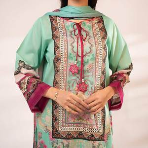PS4184 3 pièces Robes de bal imprimées numériques Costume de pelouse élégant pour les occasions spéciales - Product Image 1