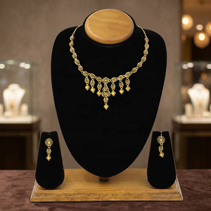 Wholesale Brass 14K18K24K Micron Gold Plated Turkish Design Short Fashion Necklaces Traditional Dubai Style <b>Wedding</b> Jewelry Set - Product Image 4