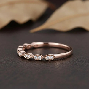 Belle bague demi-éternité en zircon cubique, coupe ronde, alliance de mariage en argent sterling 925, bijoux de mariage pour anniversaire - Product Image 3