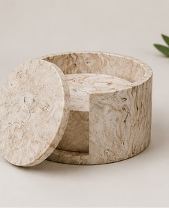 Luxury Natural Marble <b>Coaster</b> Set with Holder Handmade Round <b>Drink</b> <b>Coasters</b> Table Protection Home Decor Gift - Product Image 5