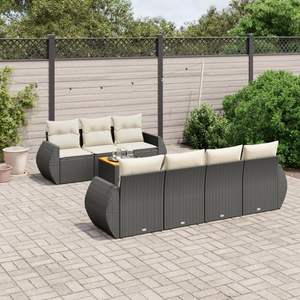 Conjunto de Sofás Modulares Grandes de Ratán Sintético Negro para Jardín, Muebles Modulares Elegantes para Exteriores - Product Image 1