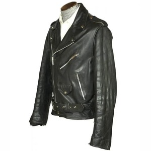 Veste en cuir noir avec ceinture pour homme, style moto des années 1960 - Product Image 2