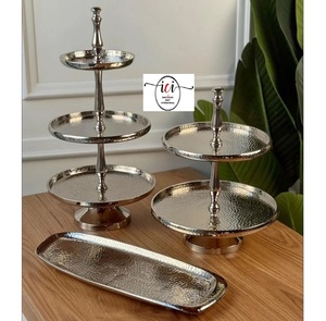 Ensemble de présentoirs floraux en aluminium poli argenté, écologiques et luxueux, pour mariage, plateau de service, support à gâteau, Innovation Craft International - Product Image 6