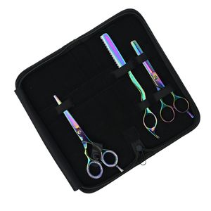 ชุดอุปกรณ์ต่อผมมืออาชีพ กรรไกรตัดผมแบบปรับได้ กรรไกรซอยผมสีรุ้ง กรรไกรขนาดเล็กสีดำ พร้อมกล่องเก็บแบบนุ่ม - Product Image 5
