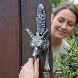 Fox Head <b>Door</b> Knocker Cast Iron Rustic Design Durable Waterproof Outdoor Entry Hardware 50 mm Hole Size - Product Image 1