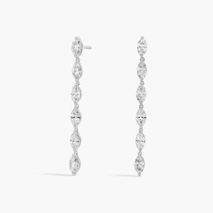 ต่างหูเพชรทรงมาร์คีส์ทองคำขาว 14K เพชรเพาะเลี้ยง - Product Image 5