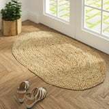 Alfombra Ovalada de Yute Hecha a Mano, Ecológica, Moderna y Duradera, Personalizada, para Áreas de Alto Tráfico, Alfombra para Sala de Estar, Tejido Resistente, Diseño Robusto, Duradera - Product Image 4