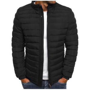 High Men's Winter Puffer Jackets Wholesale Outdoor Warm Duck <b>Feather</b> Custom Logo <b>Black</b> Nylon Hooded Bubble Puff Filled Knitted - Product Image 4