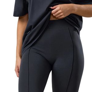 Legging noir en jersey pour femme, taille haute, extensible, doux au toucher, pour fitness, yoga, entraînement, tenue de sport, confort quotidien - Product Image 3