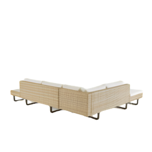 Ensemble de canapé d'extérieur en rotin PE, moderne, avec structure en aluminium léger, meubles de patio rembourrés, table basse, exportateur - Product Image 2