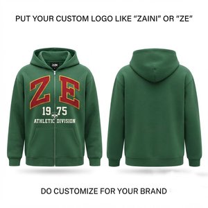 Sweat à capuche en molleton brossé premium 330 GSM 100% coton écologique, coupe oversize, motif dessin animé imprimé numériquement, vert athlétique - Product Image 1