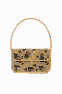 Bolso de hombro de cristal verde oliva con cuentas, patrón chevron, con solapa, para mujer, para fiesta de noche, cartera de mano, hecho a mano, tipo satchel - Product Image 2