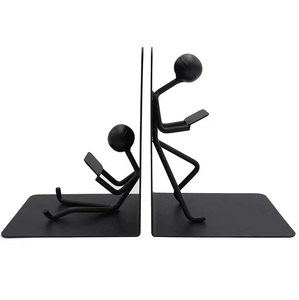 New design Modern Metal Bookend Set Human Figure Reading Design Decorative <b>Book</b> Holder Office Desk Organizer Home Decor - Product Image 1