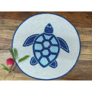 Set de table perlé tortue marine fait main en perles de verre, décoration de table à manger thème océan côtier tortue de mer - Product Image 6