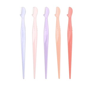 Rasoirs à sourcils en plastique colorés, 5 pièces, avec pointe lisse, outil de maquillage de précision pour la mise en forme des sourcils - Product Image 2