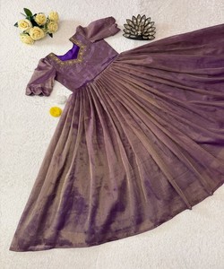 Purple A-Line Chiffon Maxi Dress With V-Neck Cap Sleeve Elegant Summer Evening Gown Solid Color Fabric 85498 SHREE <b>TEX</b>- ST 231 - Product Image 3