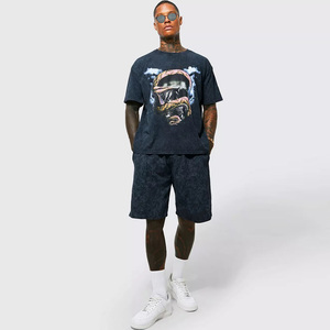T-shirt Homme Oversize en Coton Épais Effet Délavé Acide avec Motif, Style Vintage et Décontracté, Tendance Streetwear - Product Image 3