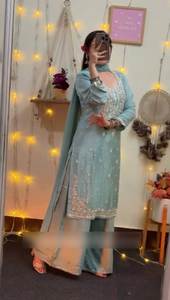 Salwar Kameez Tradicional de Fiesta para Mujer, Diseño WW, Color Cielo, Talla L, Blusa Elegante, Dupatta Hermosa, Secado Rápido, Todas las Temporadas - Product Image 2