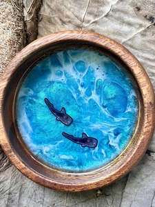 Resin wood fruit bowl handmade <b>epoxy</b> wooden decorative bowl modern home decor glossy finish dining <b>table</b> centerpiece - Product Image 2