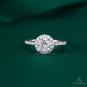 Bague de fiançailles en diamant cultivé en laboratoire certifié IGI, taille ronde, sertissage halo, bagues de mariage et de fiançailles, bijoux fins - Product Image 2