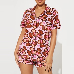 Nouveauté : Ensemble de pyjama pour femmes de haute qualité, style moderne, confortable, imprimé, manches courtes et pantalon court, ensemble 2 pièces - Product Image 3