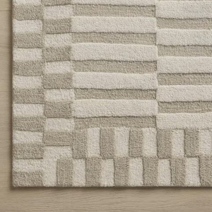 Alfombra de Lana Hecha a Mano, Diseño Geométrico Beige Neutro de Mediados de Siglo, Alfombra Premium Hecha a Mano para Sala de Estar, Decoración de Interiores - Product Image 5