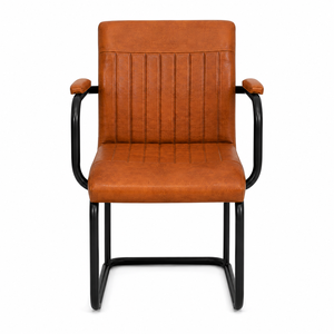Fauteuil de salon en cuir industriel avec pieds et accoudoirs en métal, design ergonomique moderne pour l'ameublement de la maison - Product Image 2