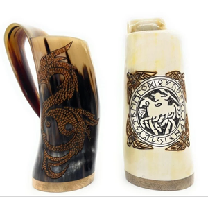 Best Quality Cow Ox Horn <b>Mug</b> Customize Size Logo Stylish Drinking Cow Horn <b>Mug</b> 100% Natural 500-100ml Beer Drinking Horn <b>Mug</b> - Product Image 1