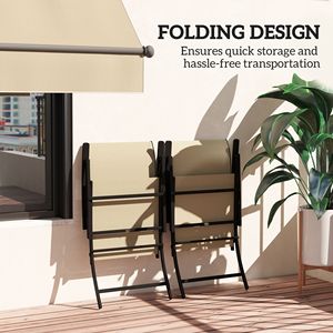 2 sedie pieghevoli da patio con braccioli alti per pranzi all'aperto, campeggio ed eventi - Beige - Product Image 5
