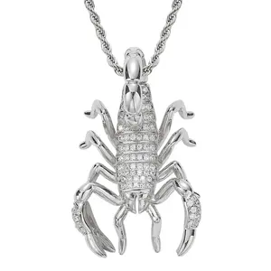 18k Gold Plated Lobster Pendant Hiphop Bling Iced Out 5a Cz Custom Logo Silver Animal <b>Necklace</b> <b>Mens</b> Iced Out Jewelry Gift - Product Image 3