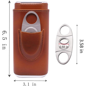 Estuche para cigarros de cuero genuino con cortador integrado para almacenamiento de tabaco premium y organización elegante, en venta. - Product Image 5