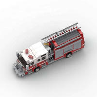 Modèle de camion de pompiers en blocs de construction, en plastique ABS, à assembler soi-même, jouet éducatif, en stock, coffret cadeau de sauvetage pour enfants