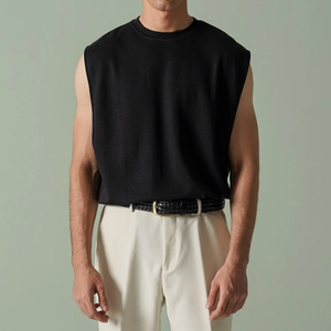 <b>Men</b> Plain <b>Black</b> <b>Tank</b> <b>Top</b> Sleeveless Gym Vest Breathable Cotton Polyester Athletic OEM Wholesale - Product Image 3