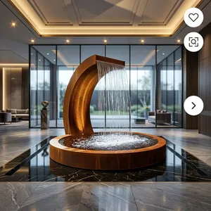 Modern gift Steel craft Arch Waterfall Fountain with <b>Round</b> <b>Basin</b> Outdoor Garden Water Feature for Patio Lawn Landscape Decor - Product Image 2