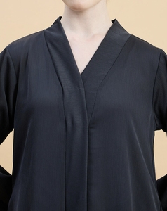 New Style Modest Abaya Robe Islamic Clothing Front Open Muslim Women Long Dress Polyester floral V Neck - Product Image 2