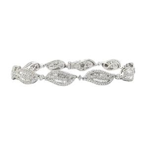 Vintage Charm Engagement Gift Jewellery 18K Solid <b>White</b> <b>Gold</b> Baguette & Round Diamond Thin Tennis <b>Bracelet</b> for Women Party - Product Image 1